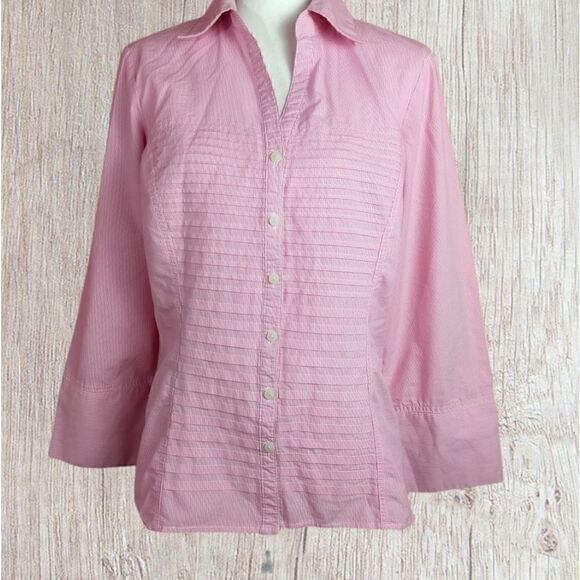 Zac & Rachel button down  long sleeve blouse, pleated - Picture 1 of 6